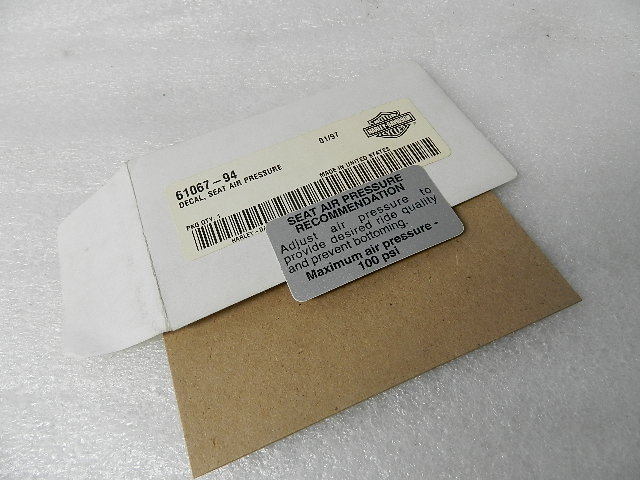 NOS NEW OEM HARLEY SEAT AIR PRESSURE DECAL 61067-94