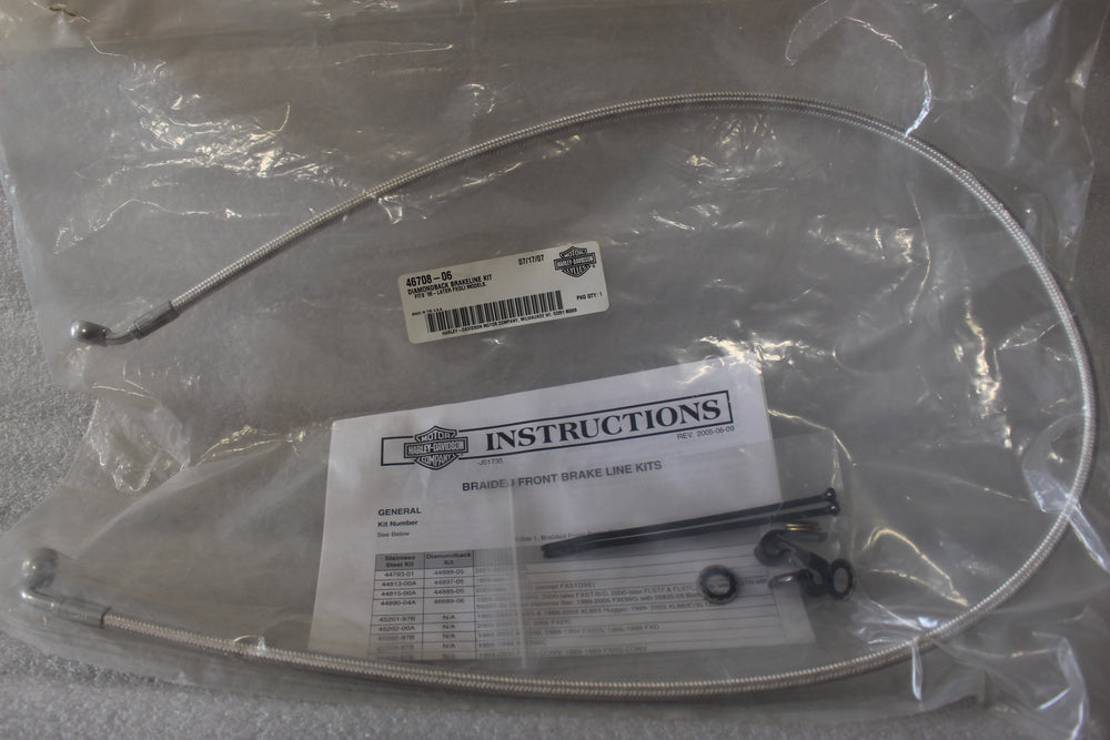 NOS NEW OEM HARLEY DIAMONDBACK BRAKE LINE KIT 46708-06