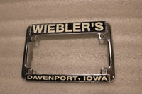 
              ORIGINAL HARLEY METAL LICENSE PLATE BRACKET FRAME WIEBLER'S DAVENPORT IOWA
            