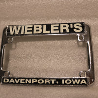 ORIGINAL HARLEY METAL LICENSE PLATE BRACKET FRAME WIEBLER'S DAVENPORT IOWA