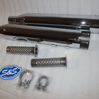 NEW S&S 4.5" SLIP ON TOURING MUFFLER WITH CONTRAST CUT TRACER END CAP CHROME